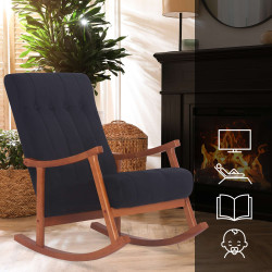 Poltrona a dondolo in velluto Saltillo noce/nera